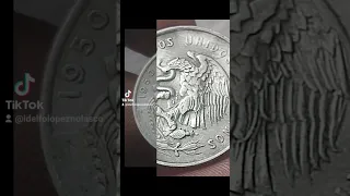 cuautemo 50 centavos de plata de México de 1950