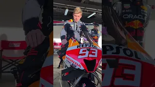 Verstappen jumps on Marc Marquez's Honda! 😱 #HondaRacingThanksDay 🇯🇵