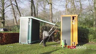 FOLDABLE CONTAINER HOUSE SET UP IN 60 SEC! FLEXOTELS | CONTAINER HOTEL IN 1 DAY