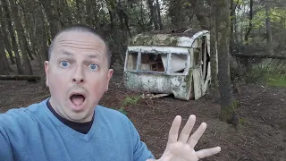 Creepy Abandoned Caravan in the Woods. Cragg Vale.