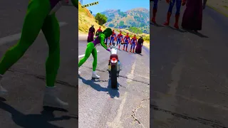 GTA V : HULK & SHE HULK FIGHT ZOMBIE SPIDERMAN & GIANT RAT #shorts #gta5