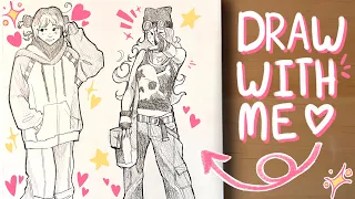 draw with me ☆ doodling cute girls in grunge outfits