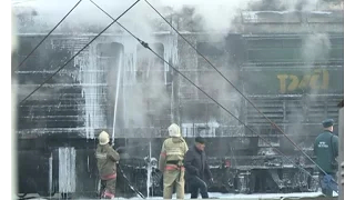 В Ельце, в черте города, горел тепловоз