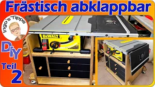 Universal Oberfräslift im stabilen Frästisch abklappbar an Dewalt DWE 7492 selber bauen | IngosTipps