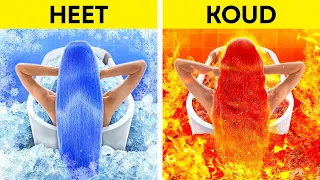 EXTREME HEET VS KOUD CHALLENGE || Vuurmeisje vs watemeisje zijn geadopteerd! Ouderhacks door 123 GO!