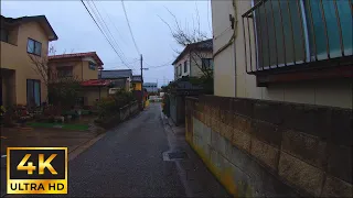 4K Rainy and Windy Day in Japan-  Exploring the quiet streets of Niigata Aoyama Station