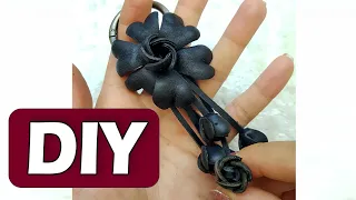 How to Make Leather Flower AS Keychain // DIY