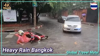 Motorcycle Accident Caught on Camera During Heavy Rain 🇹🇭 Thailand