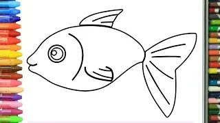 Как нарисовать рыба | Раскраски детей HD | Рисование и окраска | Рисование для детей