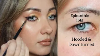 EYELINER TUTORIAL FOR HOODED DOWNTURNED & EPICANTHIC FOLD ✔️#hoodedeyes #makeuptutorialforbeginners