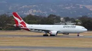 Qantas airbus A330-200 departing Adelaide Airport