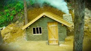 Building a Bushcraft Underground Survival Shelter, Rock Walls, & Clay Fireplaces, part 2