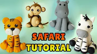 🔴DIY how to make SAFARI ANIMALS SPECIAL COMPILATION MINIATURE Easy Polymer Clay, Fondant cake topper