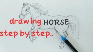 drawing horse step by step for kids ...#drawinghorse #kidsart#ytvideos