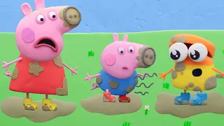 Peppa Pig Official Channel | Peppa Pig and Doh-doh's Puddle Jump | Play-Doh Show Stop Motion