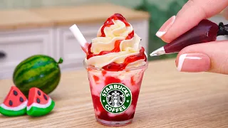 Amazing Miniature Starbucks Watermelon Frappe for Summer | Easy Tiny Drinks by Miniature Cooking