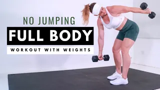 Full Body NO JUMPING Workout with Dumbbells | Weight Training for Weight Loss 🔥Burn 455 Calories🔥