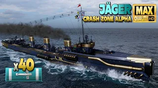 Destroyer Jäger: 40 torpedo hits on map "Crash Zone Alpha" - World of Warships