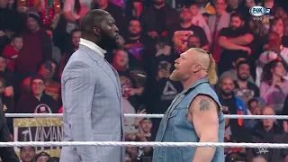Brock Lesnar cara a cara con Omos camino a WrestleMania 39 - WWE Raw 13/03/2023 (En Español)