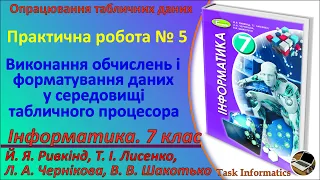 Практична робота № 5. Виконання обчислень і форматування даних у Excel | 7 клас | Ривкінд