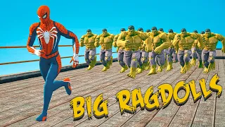 4K GTA 5 Epic Ragdolls | SPIDERMAN vs HULK Jumps & Fails (Euphoria physics | Funny Moments)