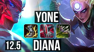 YONE vs DIANA (MID) | 6/1/4, 600+ games, Dominating | NA Master | 12.5