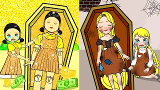 Good Mother and Poor Daughter - Rich Squid Game VS Poor Rapunzel | Paper Dolls Story Animation