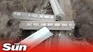 Train carrying 'hazardous materials' derails in Michigan in huge wreckage
