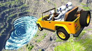BeamNG drive - Car Jumps & Falls Into Giant Water Vortex