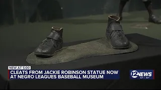 League 42 donates cleats of destroyed Jackie Robinson statue to Negro Leagues Baseball Museum
