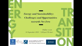 Energy and Sustainability: Challenges and Opportunities towards Net-Zero (Online Event, 14/09/2021)