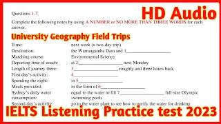 University Geography field trips IELTS Listening with answer | IELTS Listening Practice test 2023