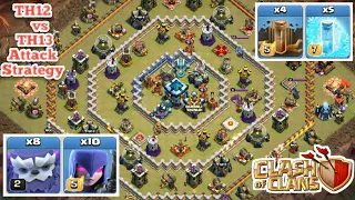 Quad quake yeti witch spam attack strategy | Th12 vs Th13 | Ring base 3 star attack strategy| coc