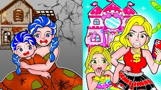 [🐾paper dolls🐾] Poor and Rich Mother and Daughter Orphan | Rapunzel Compilation 놀이 종이