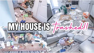 MY HOUSE IS TRASHED! | EXTREME LONG CLEAN WITH ME | MESSY HOUSE CLEANING