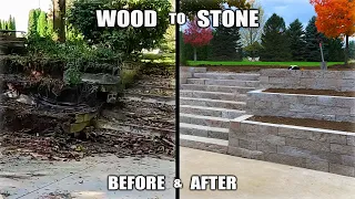 Rebuilding a Retaining Wall in 15 Minutes - Backyard Renovation - Build Video