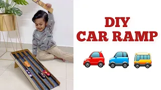 DIY car ramp | Indoor fun | Game for 3 years old #play #indoorgames #cardboard #cardboardcraft #kids