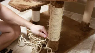 How to Refurbish/Restore a Cat Tree & Scratching Post - NO GLUE