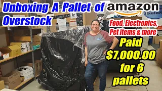 Unboxing a pallet of Amazon overstock - I paid $7,000.00 It had food Electronics pet items and more!