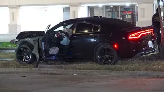 Raw video: Woman injured in possible road rage shooting, crash in SW Houston, police say