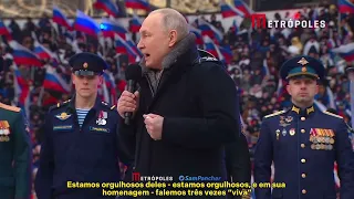 "Deus, pátria e família" | A íntegra do discurso de Putin para estádio lotado