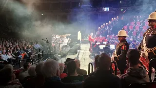 Nicko McBrain from Iron Maiden with the Royal Marine band