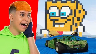 SOBREVIVA NA MEGA RAMPA NO GTA 5!! (Bob Esponja, Mario, Hello Kitty)