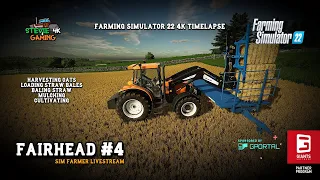 Fairhead/#4/Sim Farmer Livestream/Harvesting Oats/ Prepping Fields for Next Year/FS22 4K Timelapse