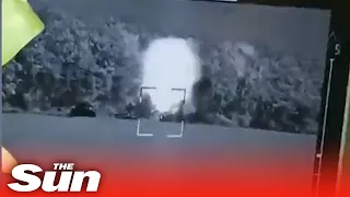 Russian armoured T-90 tank is blown to pieces by Ukrainian soldiers