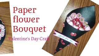 How to make Paper Rose Flower Bouquet/Valentine's Day Craft