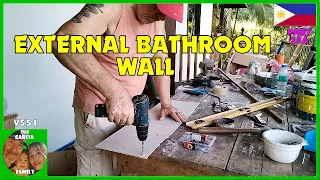 V551 - FOREIGNER BUILDING A CHEAP HOUSE IN THE PHILIPPINES - BATHROOM WALL DIY - THE GARCIA FAMILY