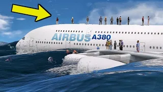 Biggest Passenger Plane Emergency Landing on Water after Engine Failure GTA V short movie