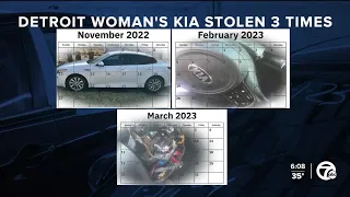 Detroit woman's Kia stolen 3 times