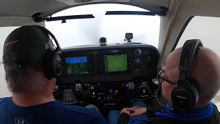 G36 Bonanza shooting an ILS approach 4OVC, 200' above minimums